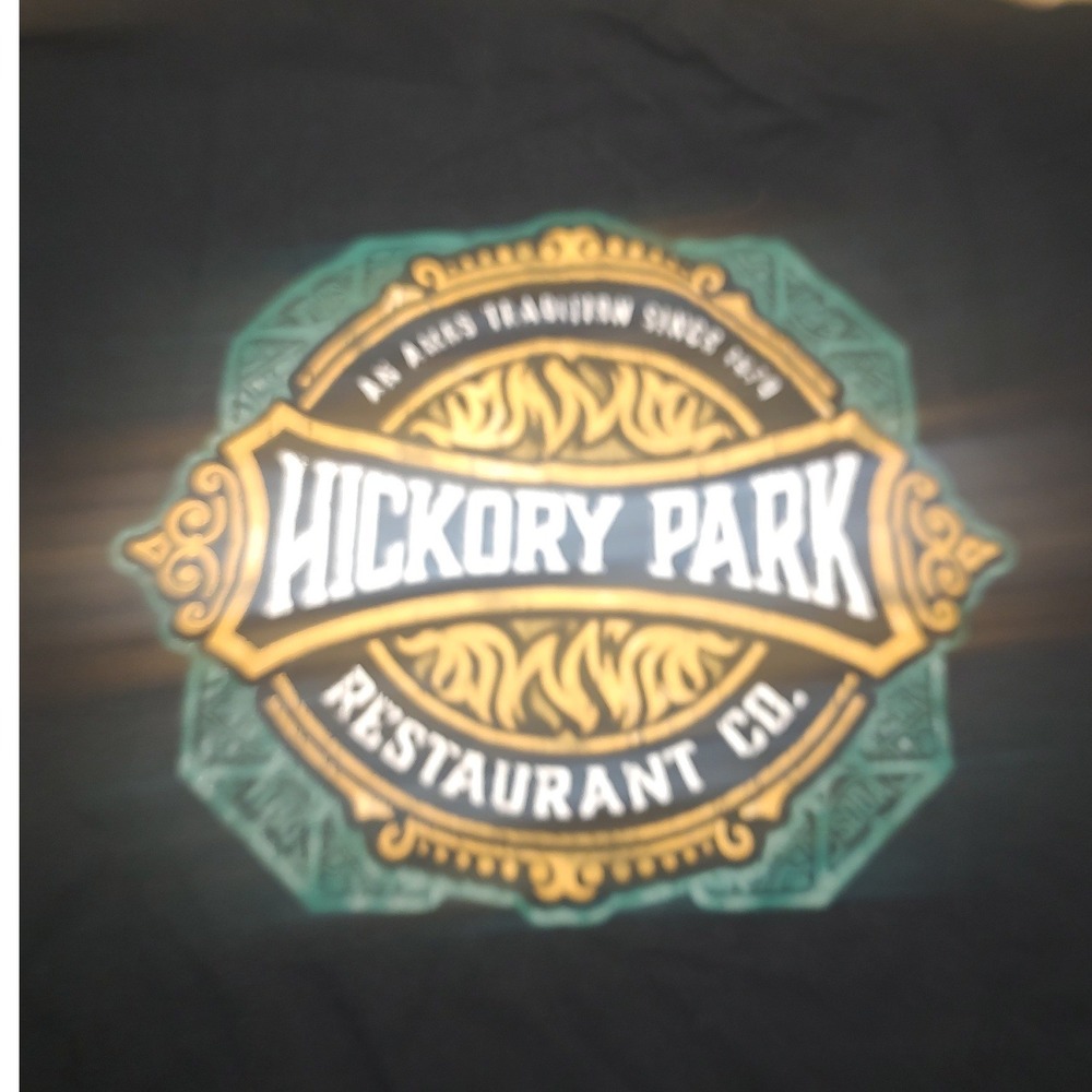 Gildan Hickory Park Restaurant Co Ames Iowa Graphic T-Shirt Black Mens Large L